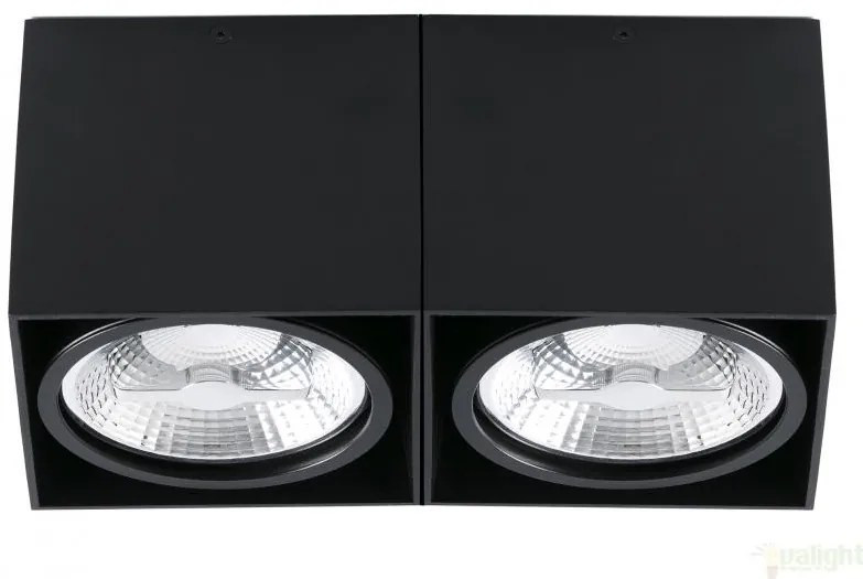 Plafonier negru cu 2 spoturi  directionabile cu design modern, TECTO-2 63277