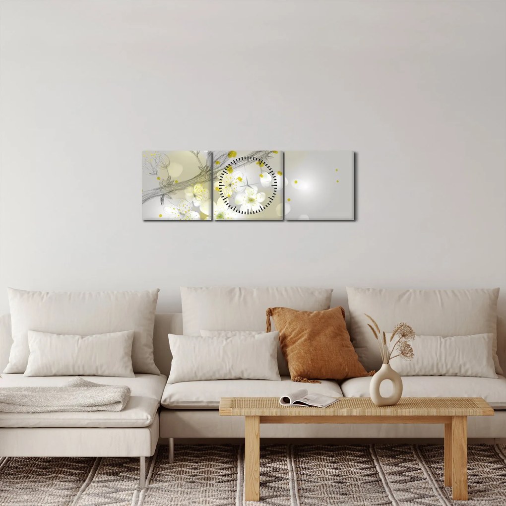 Tablou - Crenguțe înflorite (cu ceas) (90x30 cm)