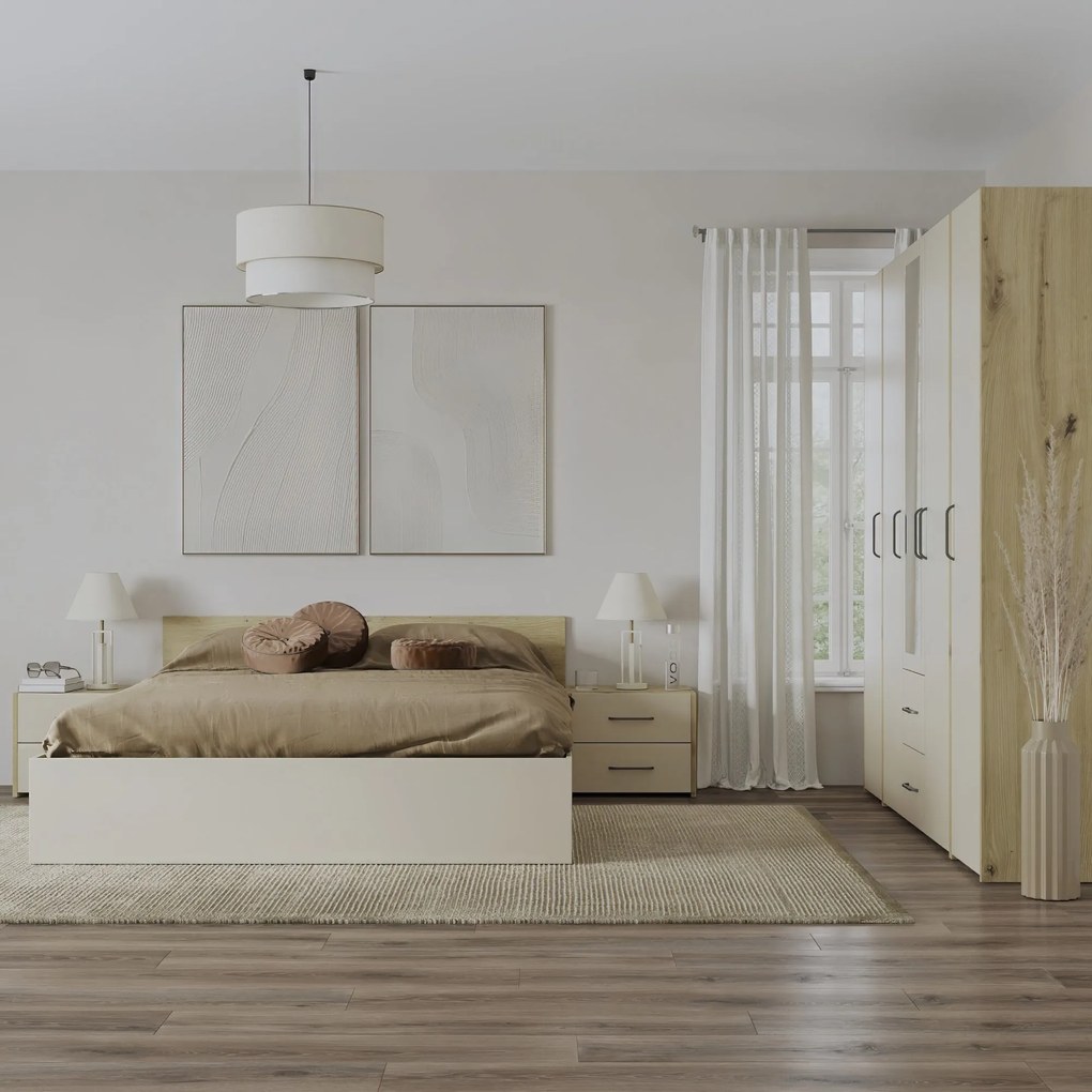 Set haaus V10, Pat 200 x 140 cm, Stejar Artisan/Argila
