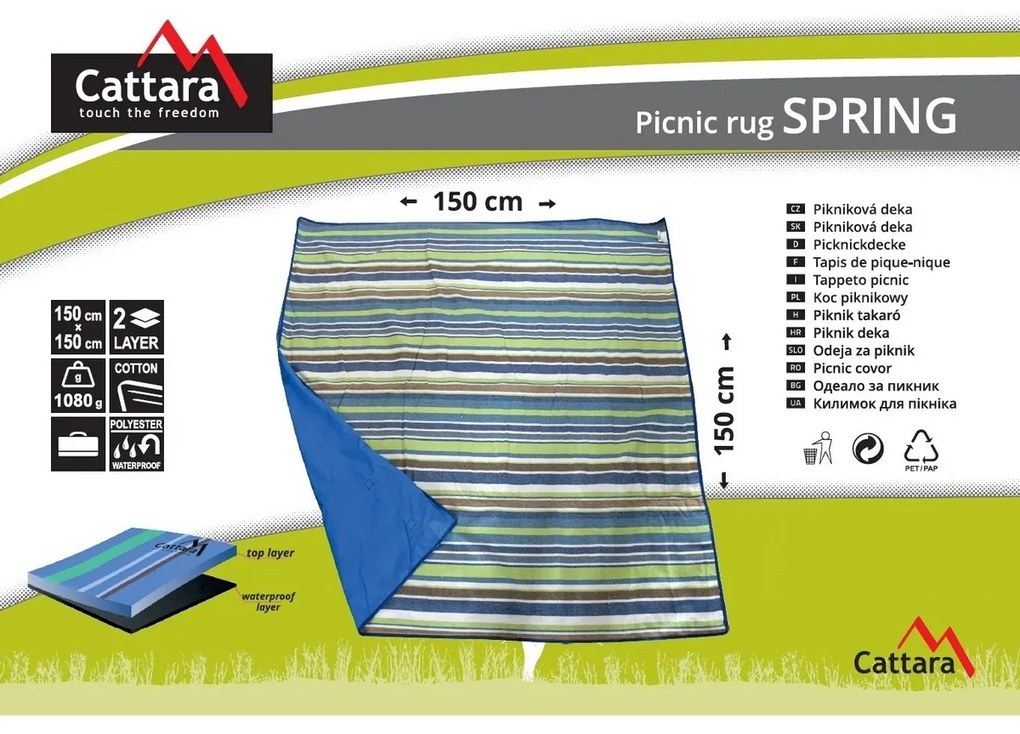 Pătură picnic Cattara Spring, 150 x 150 cm