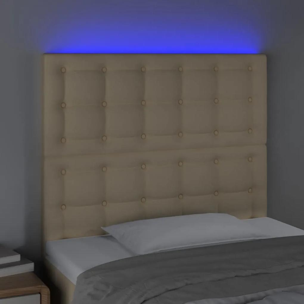 Tablie de pat cu LED, crem, 100x5x118 128 cm, textil 1, Crem, 100 x 5 x 118 128 cm