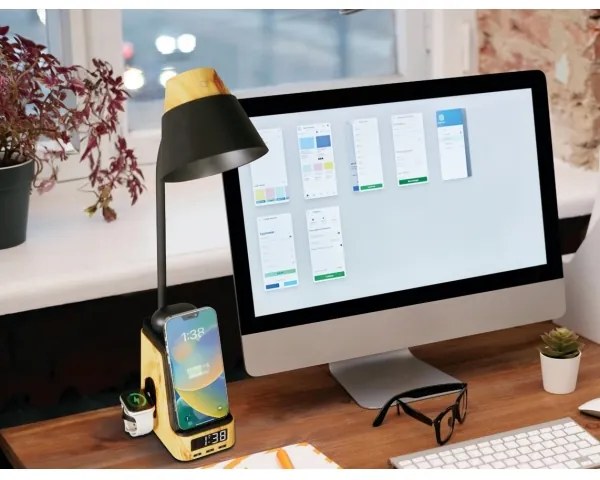 Immax 09000L - Lampă de birou LED+CCT, dimmabilă, cu încărcare wireless QI, IDEAL LED/8W/230V, bej