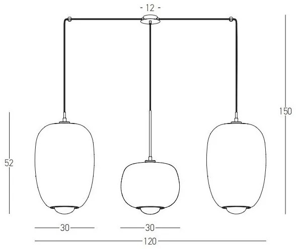 Lustra cu 3 Pendule, Sticla, Fumuriu, 3XG9 Pendant LINE