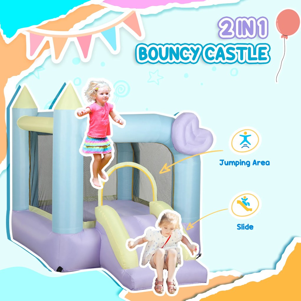 AIYAPLAY Castel Gonflabil pentru Copii 3-8 Ani cu Tobogan și Kit de Reparații, 250x165x200 cm, Multicolor | Aosom Romania