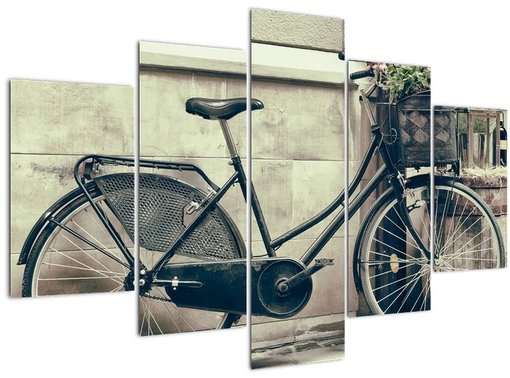 Tablou - Bicicleta de epocă cu flori (150x105 cm)