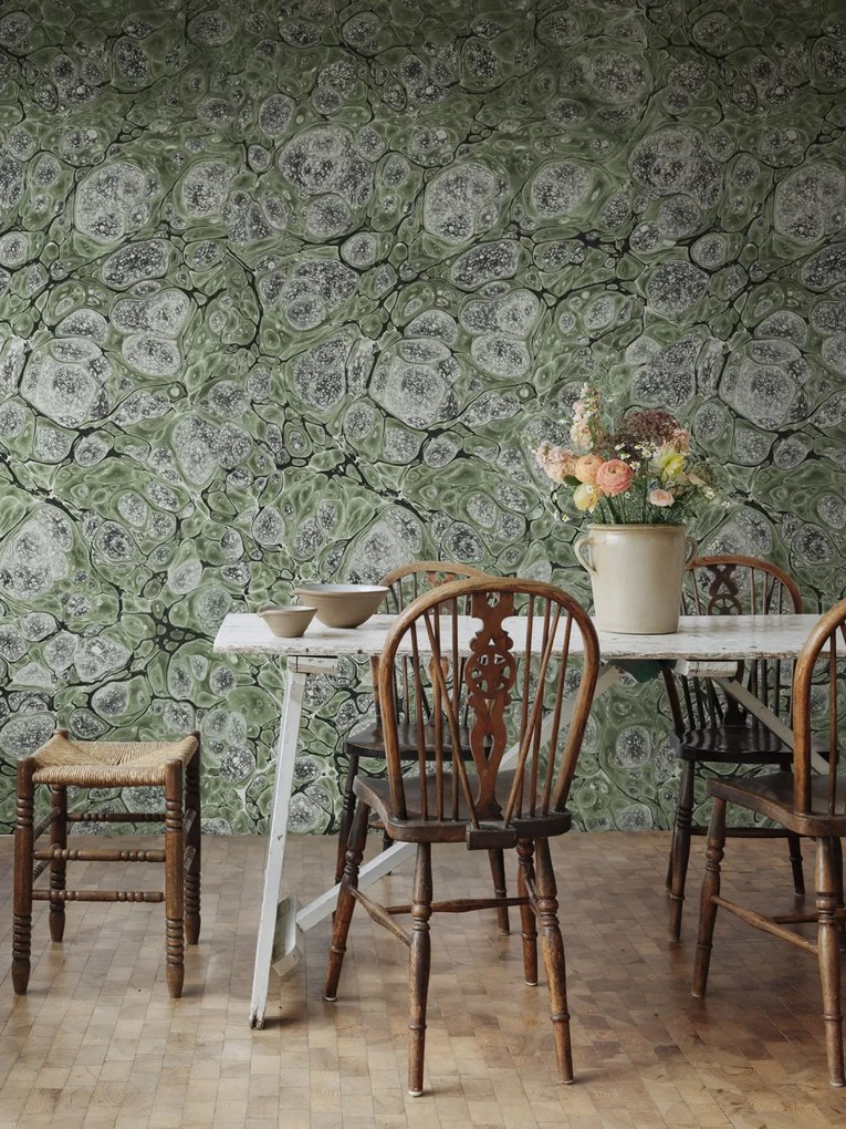 Tapet Marbling, Green, Rebel Walls