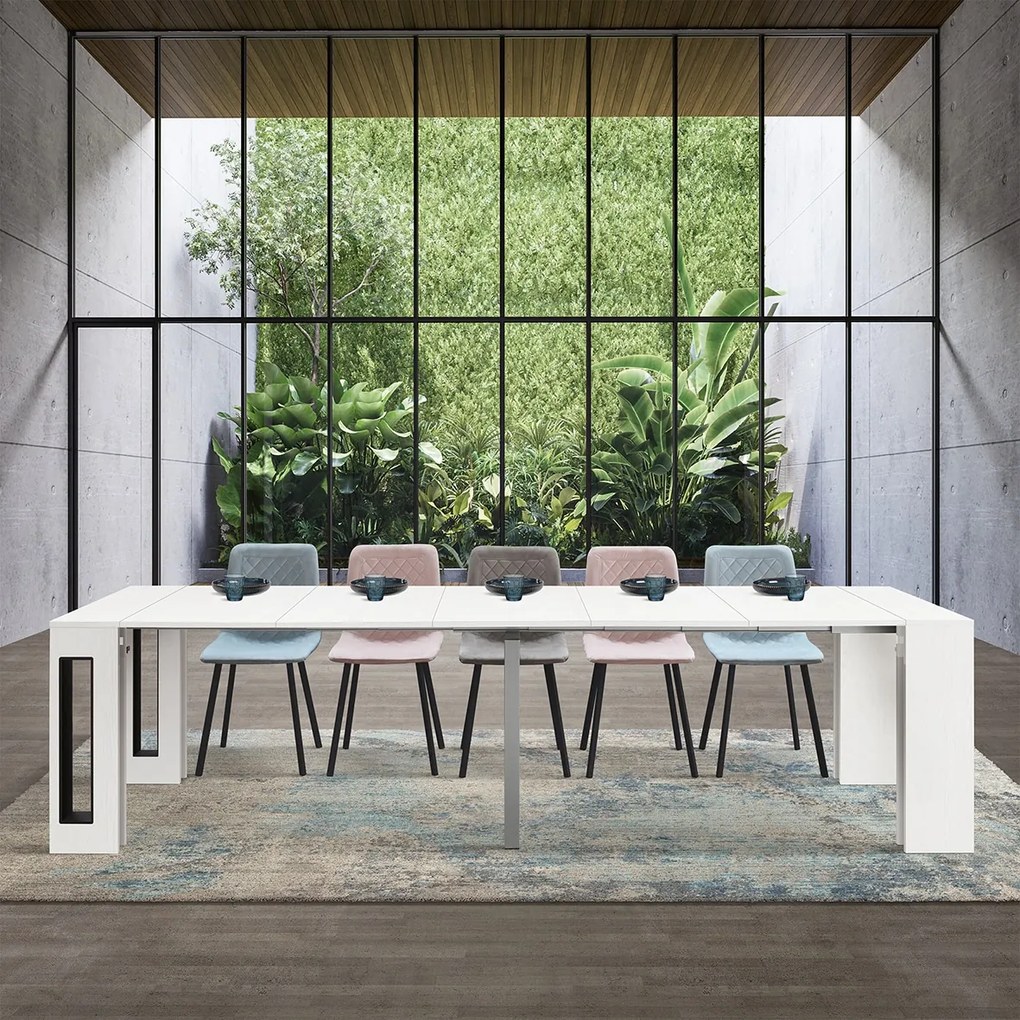 Consola extensibila tip masa Rimini - ALB - 300 cm/90 cm /76 cm - 12 - Extensibila