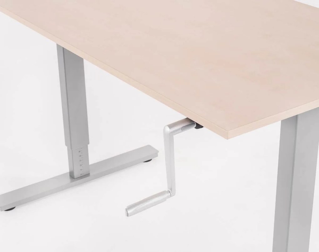 Birou reglabil manual, control cu manivelă, 80 kg - Standard - 1600x800x18 - Gri - Gri