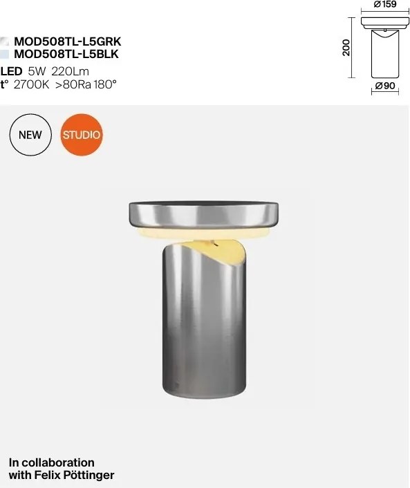 Veioza LED portabila/reincarcabila Topo albastru