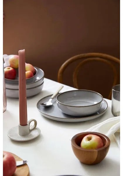 Set de masă 12 piese, gri, porțelan