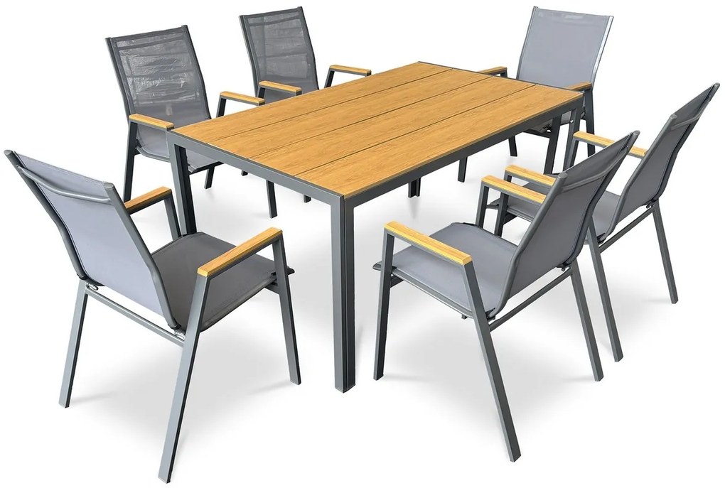 Autronic Masă de grădină, metal, polywood, maro, AZT-S1215 OAK