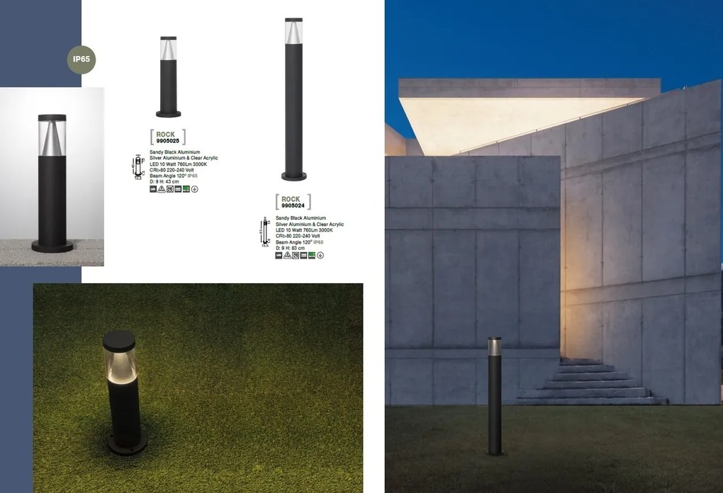 Stalp LED pentru iluminat exterior IP65 ROCK H-43cm NVL-9905025