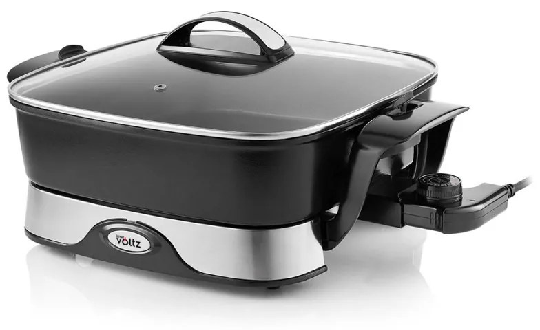 Tigaie electrica Oliver Voltz OV51010A, 1650 W, 5,5 litri, 5 trepte, Termostat, Negru/Argintiu