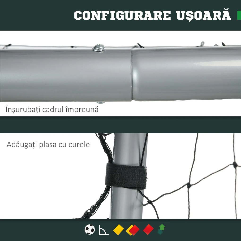 SPORTNOW Poartă Fotbal Mare 10ft x 6.5ft, Montaj Rapid, Perfectă pentru Antrenamente și Meciuri | Aosom Romania