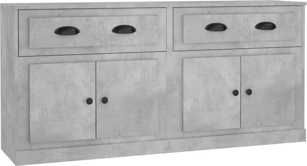 vidaXL Servante, 2 piese, gri beton, lemn prelucrat