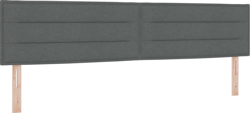 vidaXL Tăblie LED cu benzi LED cu headboard Gri închis 200 cm țesătură