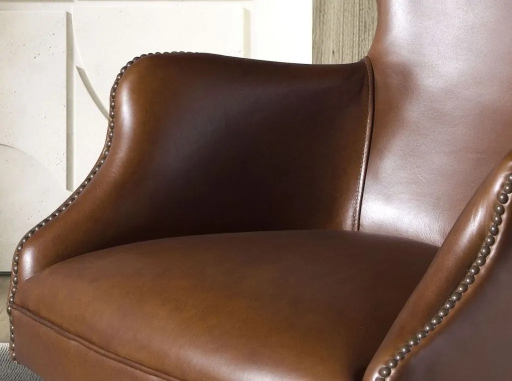 Scaun de birou pivotant design LUX, Piele Naturala, Dark brown