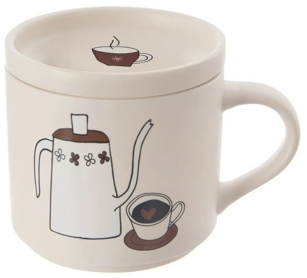 Orion Cană din porțelan cu capac Cafea, 0,45 l