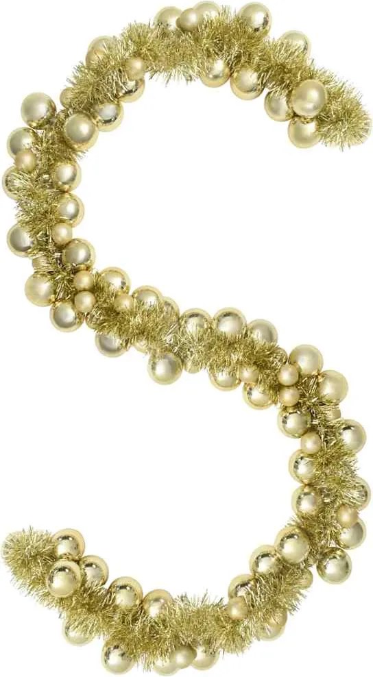 vidaXL Ghirlandă cu Bile de Crăciun Auriu 186 cm Polistiren