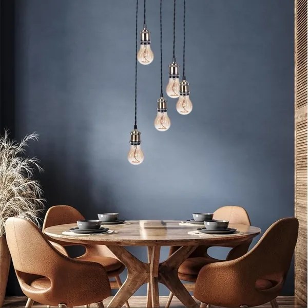 Cablu de alimentare 5xE27/60W/230V bronz