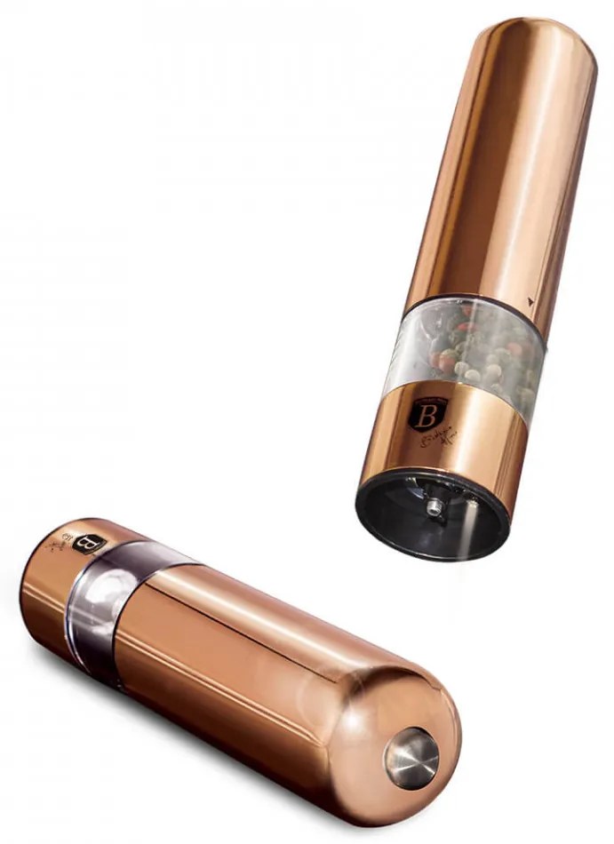 Set 2 Rasnite electrice pentru sare si piper Rose Gold Metallic Line Berlinger Haus BH 1905
