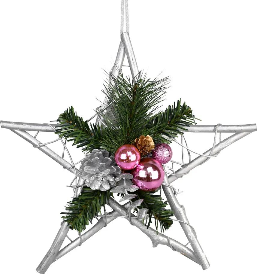 Stea Crăciun împletită Esfera, roz, 30 cm