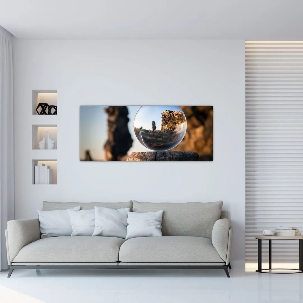 Tablou cu lupa și peisaj (120x50 cm)