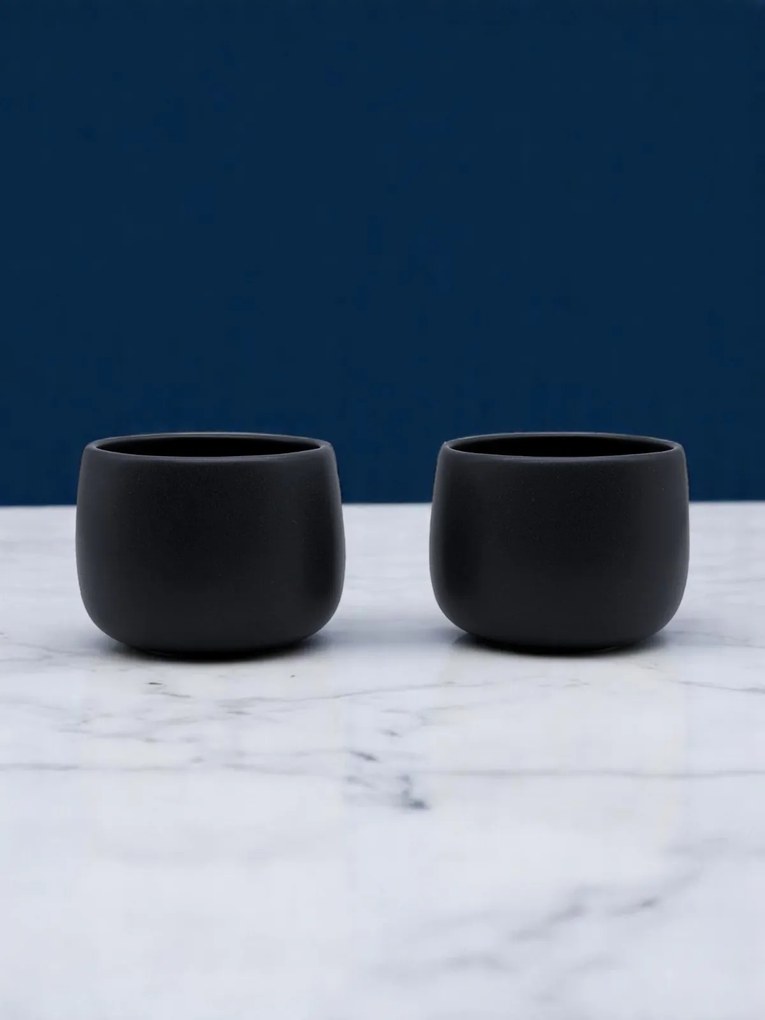 Set 2 Pahare Cafea NOVUM Vulcano Cappucino (Negru Carbon Mat 330ml) Flat White, Latte, Cappucino