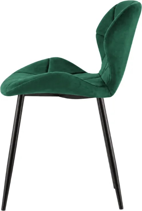 Scaun de masa MANGO VELVET cu picioare negre, verde inchis