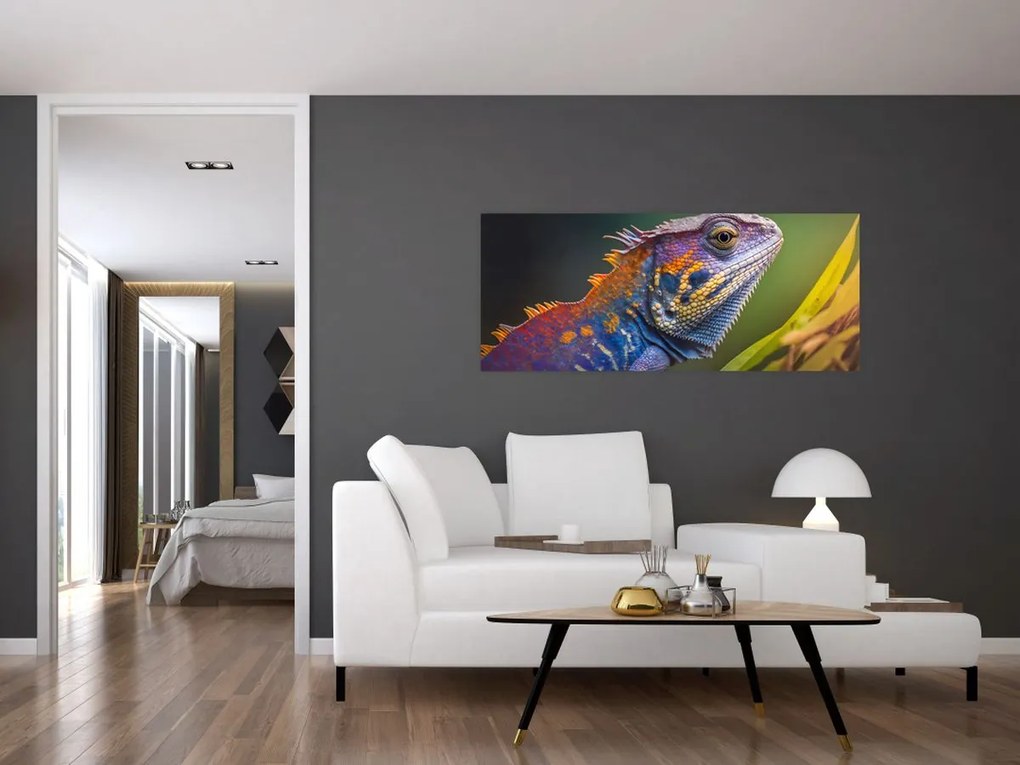 Tablou - Iguana colorată (120x50 cm)