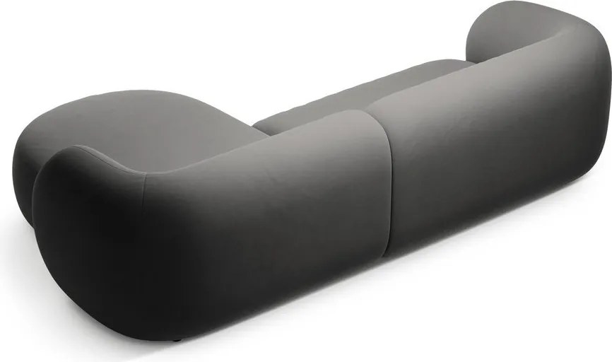 Colțar gri închis cu tapițerie din catifea (cu colț pe partea dreaptă/cu șezlong) Kate – Micadoni