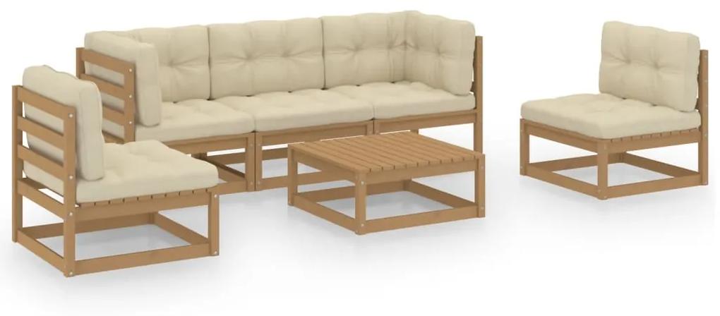 3076447 vidaXL Set mobilier de grădină cu perne, 6 piese, lemn masiv pin