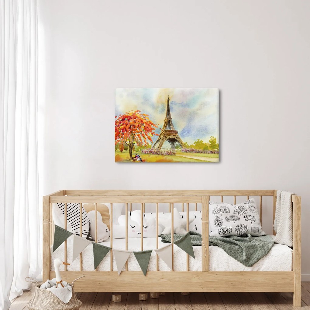 Tablou pictat cu turnul Eiffel (70x50 cm)