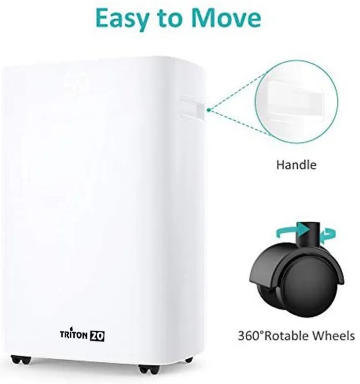 Dezumidificator Attractive TRITON 20, 340W, 2.5 L, Pana la 24L/24h, R290, Timer, Dezghetare automata, Senzor de umiditate, Alb