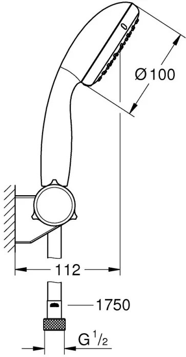 Set de dus, Grohe Tempesta New, cu para 2 tipuri de jet, agatatoare si furtun, crom, 2760110E