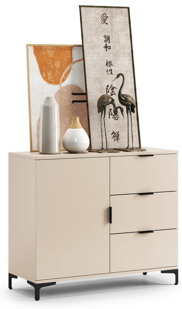 Mazzoni Comodă LANA K-100S Bej (Șampanie) - DULAP VERTICAL CU SERTARE