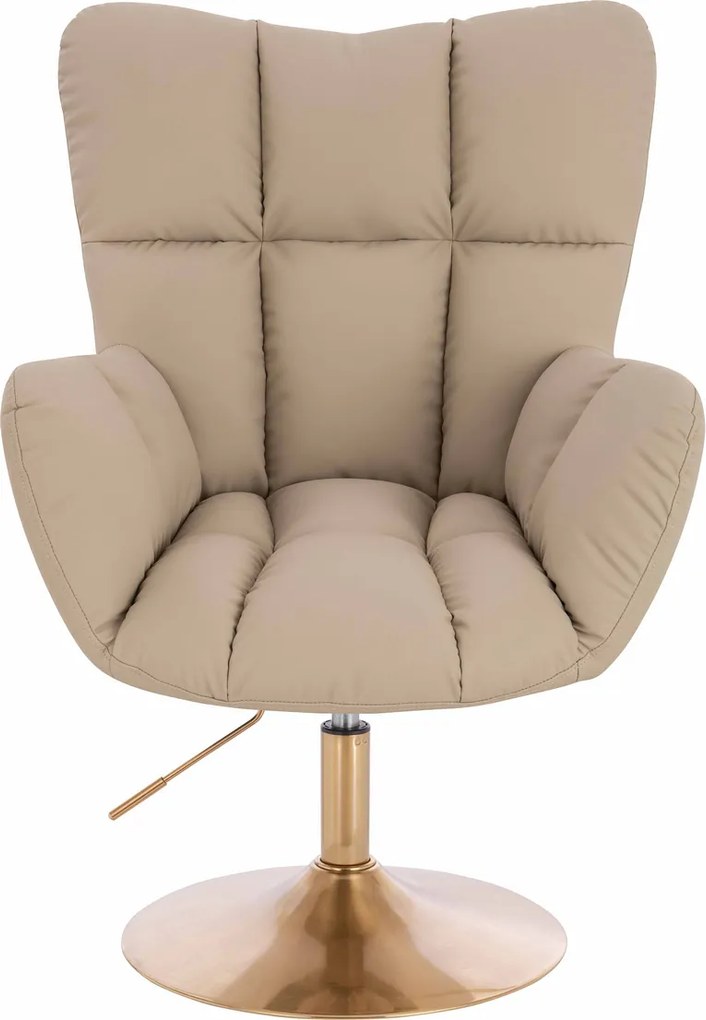 HR650N Scaun Crem Piele Ecologica Premium Soft cu Bază Aurie