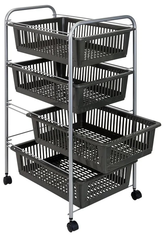 Raft mobil cu coșuri Metaltex Super Jumbo, 78 x 46 cm, negru