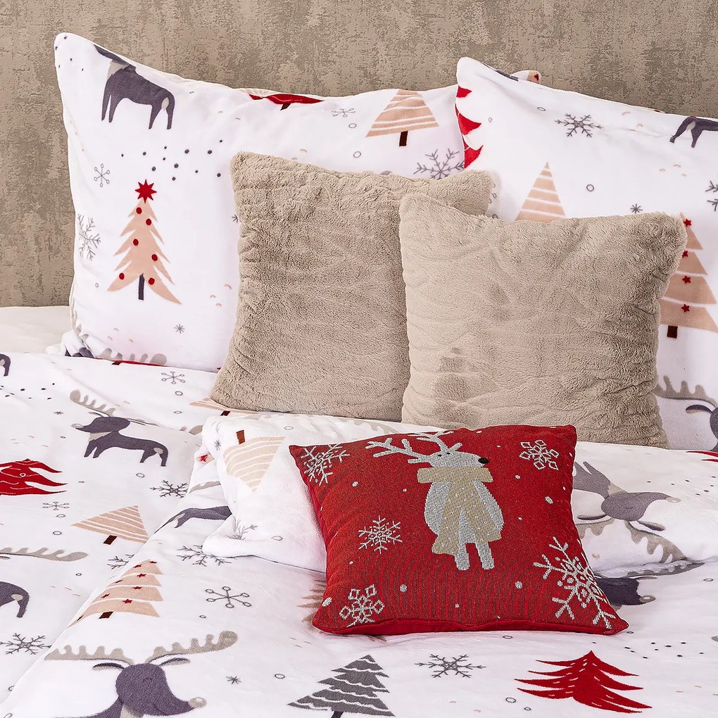 Lenjerie de pat din micro-flanelă 4Home Cute reindeer, 160 x 200 cm, 70 x 80 cm