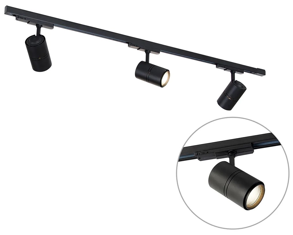 Sistem de șine negru cu LED reglabil 3 lumini trifazate dreapta - Ruler 38