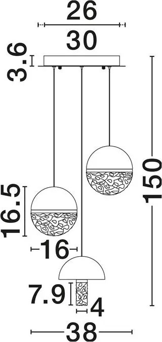 Lustra decorativa cu 3 pendule LED 3000K DORIN