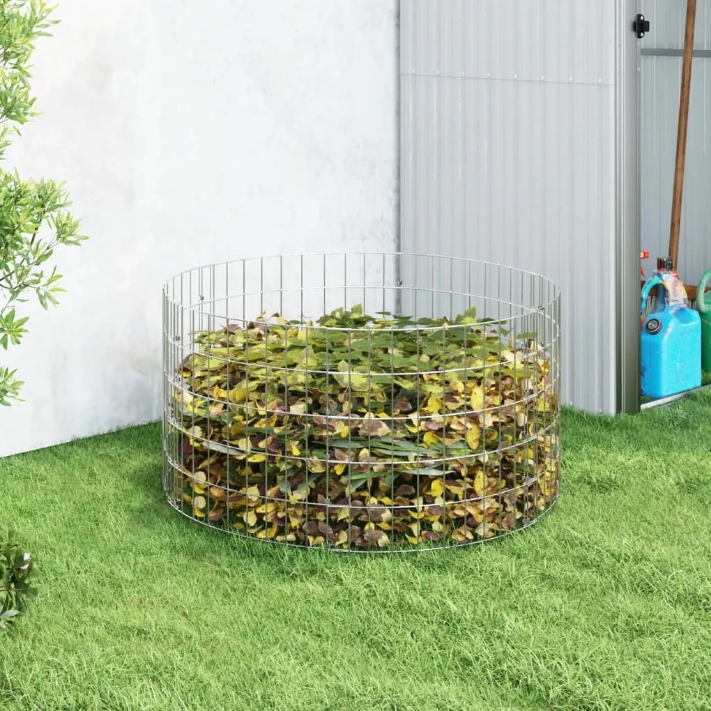 vidaXL Compostor de grădină, Ø100x50 cm, oțel galvanizat