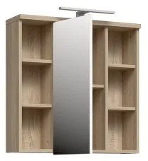 Dulap de baie suspendat cu oglindă VENOM, alb/stejar sonoma