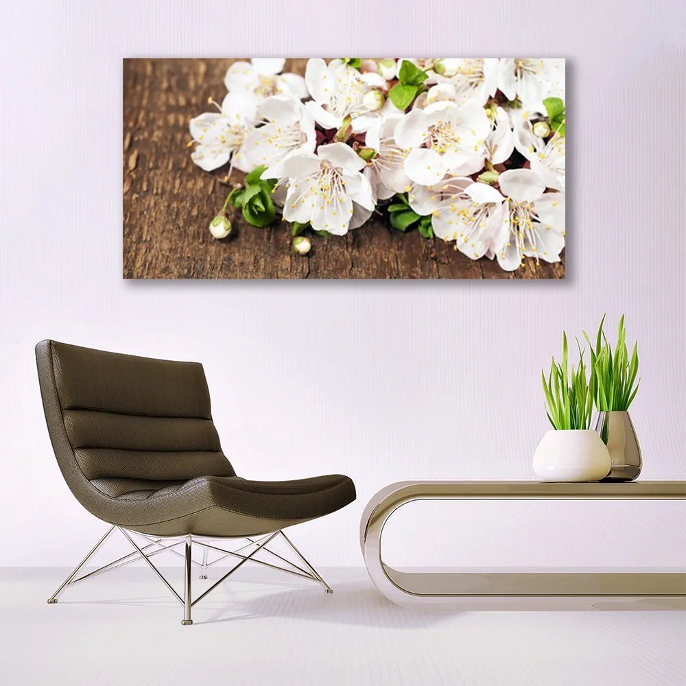 Tablou pe panza canvas Flori Floral alb