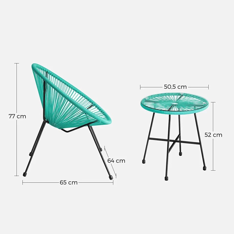 SEGT1 - Set Masa si scaune gradina, terasa, balcon, veranda, spatiu verde - Turcoaz