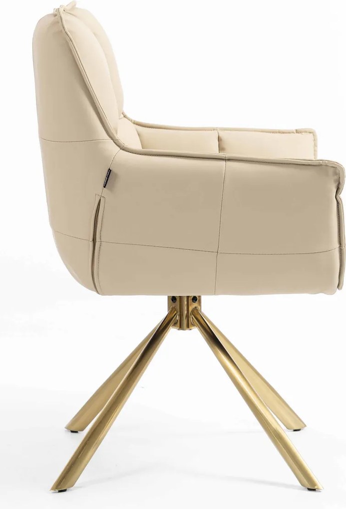 HR560 BAZĂ STEA Scaun Crem Piele Ecologica Premium Soft cu Bază Aurie