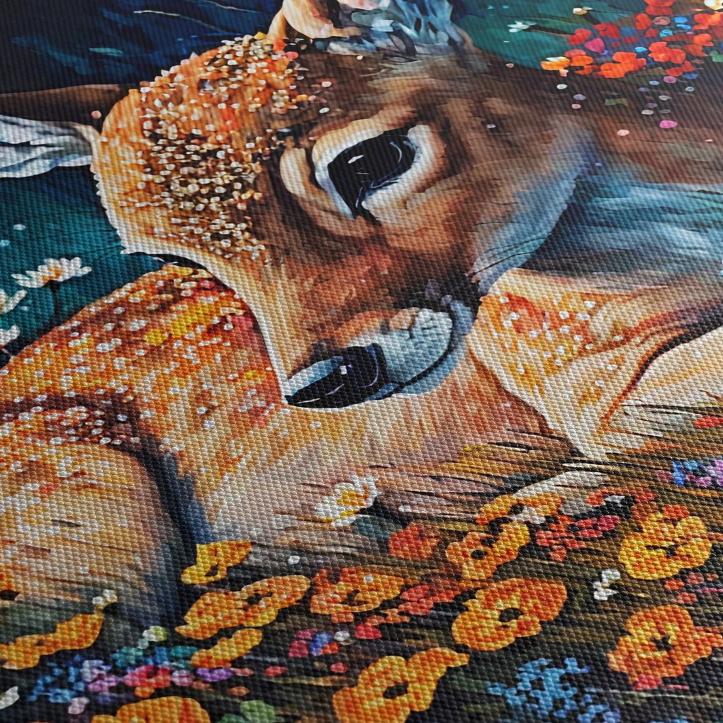 Tablou - Cerb pictat (cu ceas) (90x30 cm)
