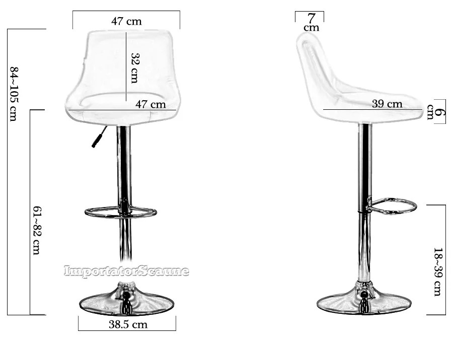 Scaun de bar galben tapitat piele sintetică cu suport cromat si reglabil pe inaltime ABS 225