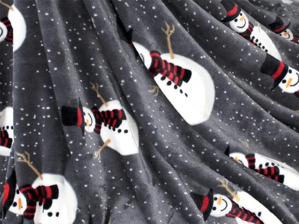 Patura pufoasa de Craciun luminata SNOW BUDDY, gri Dimensiune: 150 x 200 cm