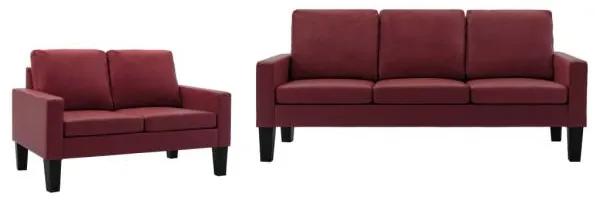 vidaXL Set de canapele, 2 piese, roșu vin, piele ecologică